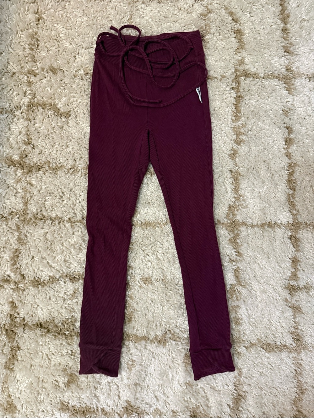 Gymshark Sz S Burgundy Leggings with Drawstring Waist